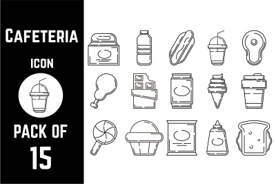 Cafeteria icon pack bundle lineart vector template