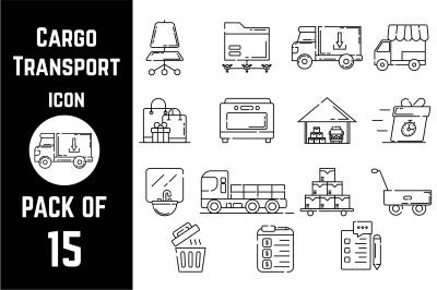 Cargo Transport icon pack bundle lineart vector template