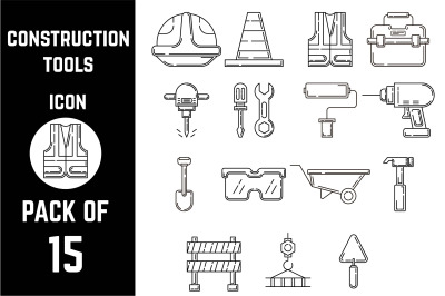 Construction Tools icon pack bundle lineart vector template