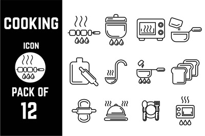 Cooking icon pack bundle lineart vector template