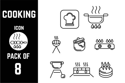 Cooking icon pack bundle lineart vector template