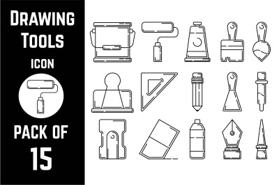 Drawing Tools icon pack bundle lineart vector template