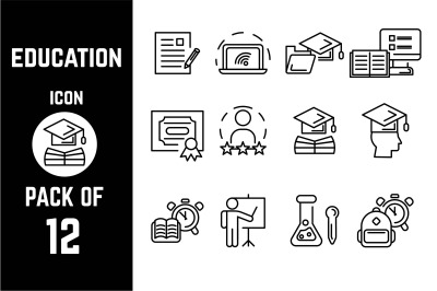 Education concept icon pack bundle lineart vector template