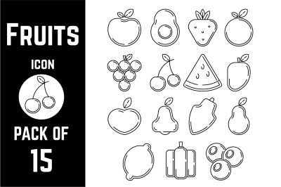 Fruits icon pack bundle lineart vector template