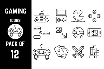 Gaming icon pack bundle lineart vector template