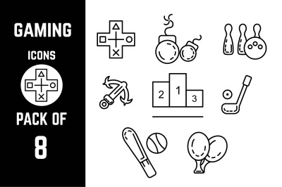 Gaming icon pack bundle lineart vector template