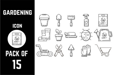 Gardening or Plantation icon pack bundle lineart vector template