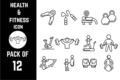 Health and Fitness or Gym icon pack bundle lineart vector template