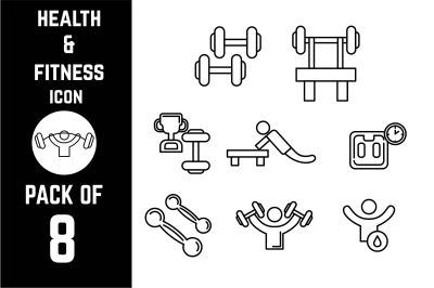 Health and Fitness or Gym icon pack bundle lineart vector template