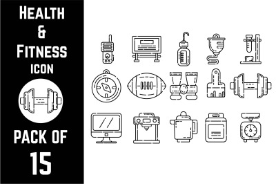 Health and Sports icon pack bundle lineart vector template