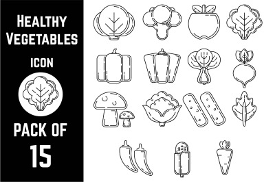 Healthy Organic Vegetables icon pack bundle lineart vector template