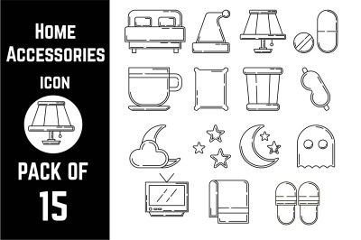 Home Accessories icon pack bundle lineart vector template