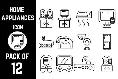 Home Appliances icon pack bundle lineart vector template