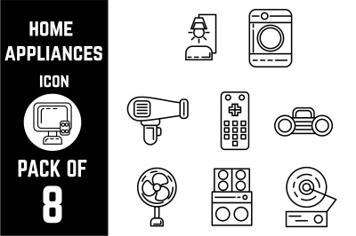 Home Appliances icon pack bundle lineart vector template