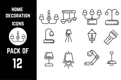 Home Decoration icon pack bundle lineart vector template