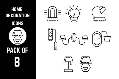 Home Decoration icon pack bundle lineart vector template