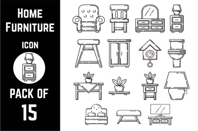 Home Furniture icon pack bundle lineart vector template