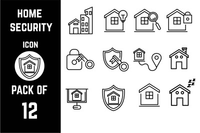 Home Security icon pack bundle lineart vector template