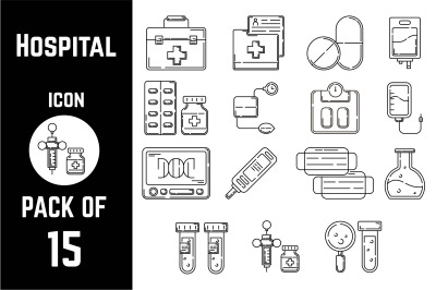 Hospital or Medical icon pack bundle lineart vector template