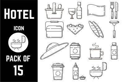 Hotel Food icon pack bundle lineart vector template