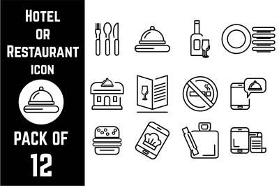 Hotel icon pack bundle lineart vector template