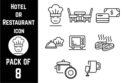 Hotel icon pack bundle lineart vector template