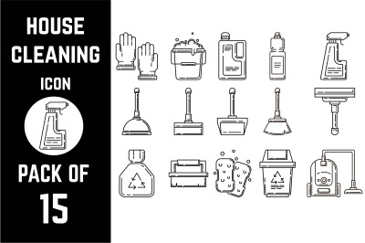 House Cleaning Items icon pack bundle lineart vector template