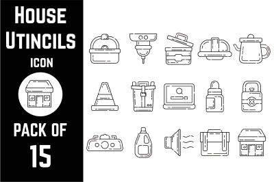 Household items icon pack bundle lineart vector template