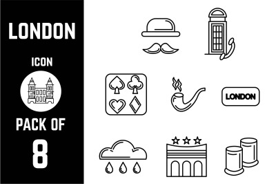 London famous objects and places icon pack bundle lineart vector template