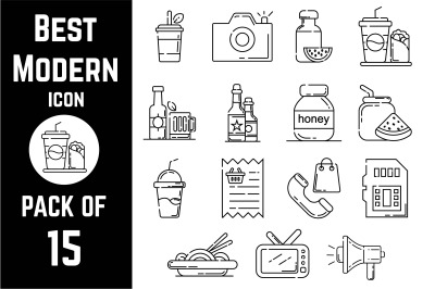 Best Modern items icon pack bundle lineart vector template