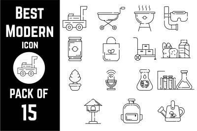 Best Modern items icon pack bundle lineart vector template