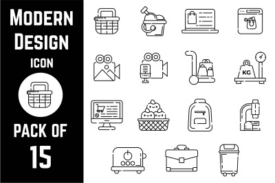 Modern design icon pack bundle lineart vector template