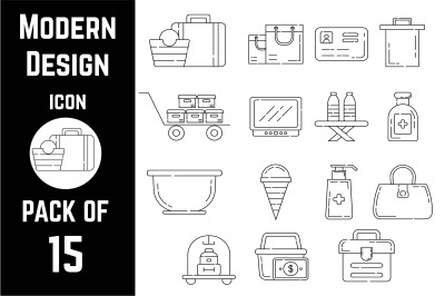 Modern design icon pack bundle lineart vector template