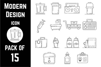 Modern design icon pack bundle lineart vector template