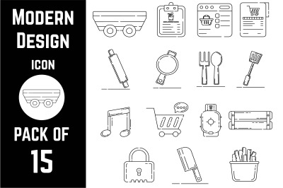 Modern design icon pack bundle lineart vector template