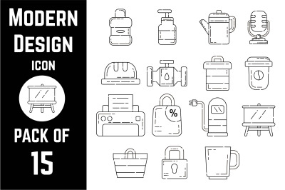 Modern design icon pack bundle lineart vector template