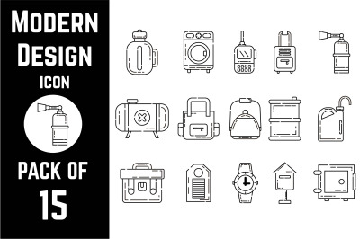 Modern design icon pack bundle lineart vector template