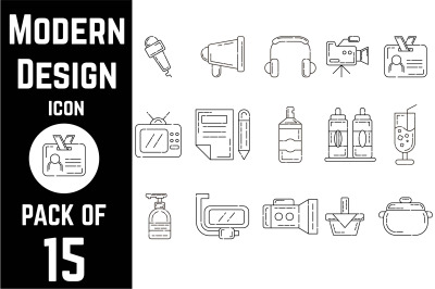 Modern design icon pack bundle lineart vector template