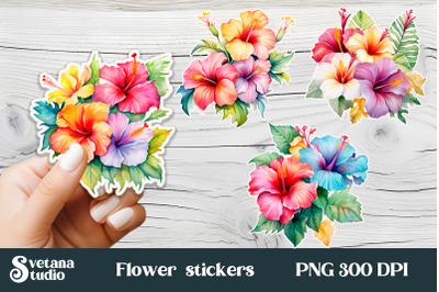 Hibiscus flower stickers printable | Tropical flower sticker