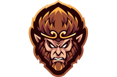 Monkey king head esport mascot logo design