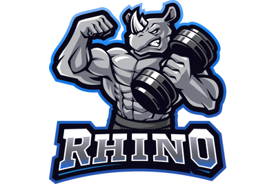 Rhino gym esport mascot logo design