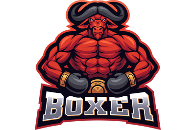 Bull boxer esport mascot logo design