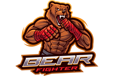 Bear fighter esport mascot logo design