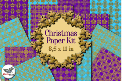 Blue and Purple Christmas Digital Paper