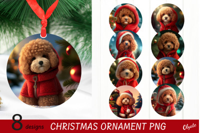 3D Poodle Christmas Ornament Bundle. Dog Ornament PNG