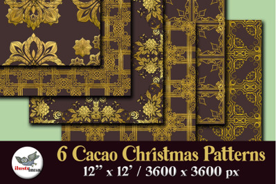 Cacao and Gold Seamless Christmas Patterns