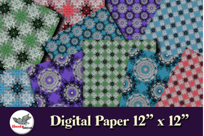 Christmas Purple, Blue and Green Printable Paper / Seamless Patterns