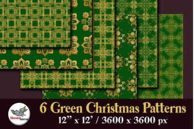 Forest Green Christmas digital seamless patterns