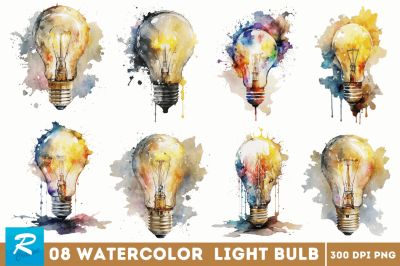 Watercolor Light Bulb Clipart Bundle