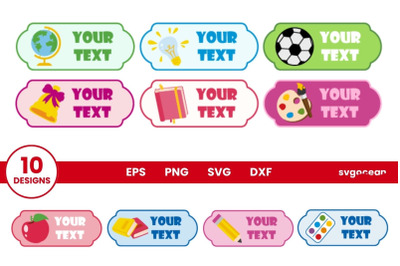 School Labels SVG Bundle | Frame Svg